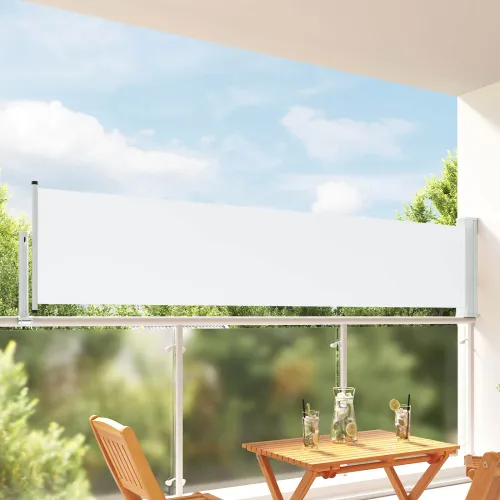 Bočna tendu 80 x 300 cm 100% poliester, željezo, čelik - Bijela 80 x 300 cm Cijena