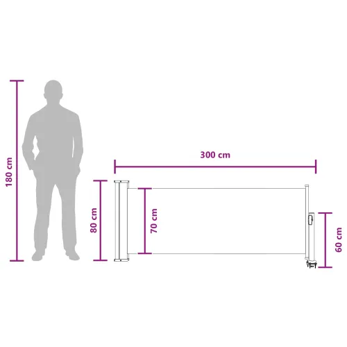 Bočna tendu 80 x 300 cm 100% poliester, željezo, čelik - Bijela 80 x 300 cm Cijena