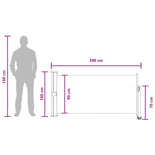 Bočna tendu 100 x 300 cm 100% poliester, željezo, čelik - Sivosmeđa 100 x 300 cm Cijena