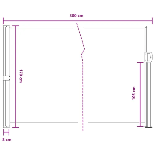 Retraktabilna bočna tende Pravokutni 170 x 300 cm Poliester - Smeđa 170 x 300 cm Cijena