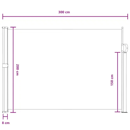 Retraktabilna bočna tende Pravokutni 200 x 300 cm Poliester - Siva 200 x 300 cm Cijena