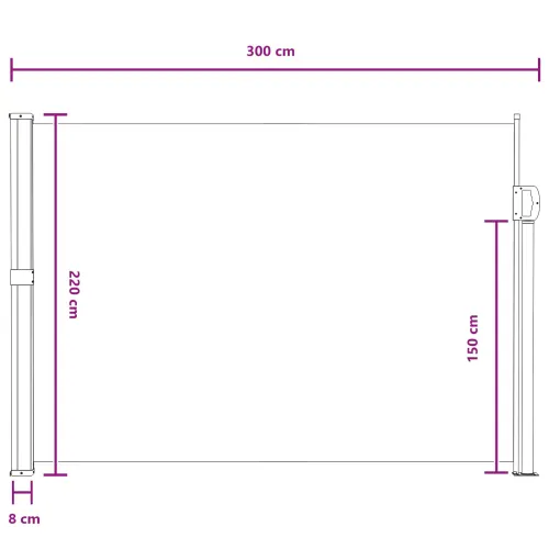 Retraktabilna bočna tende Pravokutni 220 x 300 cm Poliester - Siva 220 x 300 cm Cijena