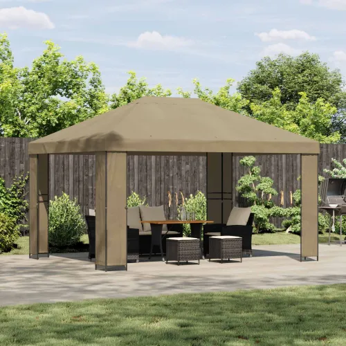 Gazebo 4 × 3 m Bež Poliester i čelik 190 gsm - Bež Bez bočnog zida Cijena