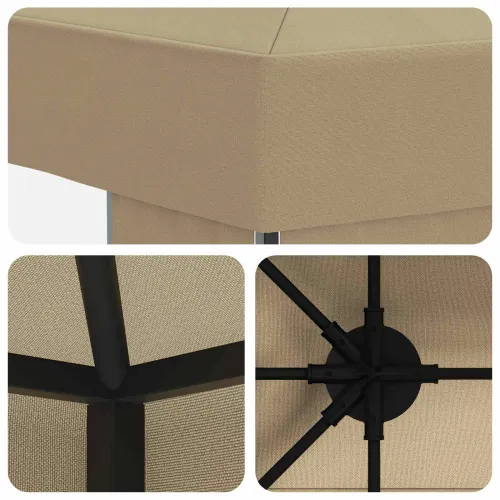 Gazebo 4 × 3 m Bež Poliester i čelik 190 gsm - Bež Bez bočnog zida Cijena