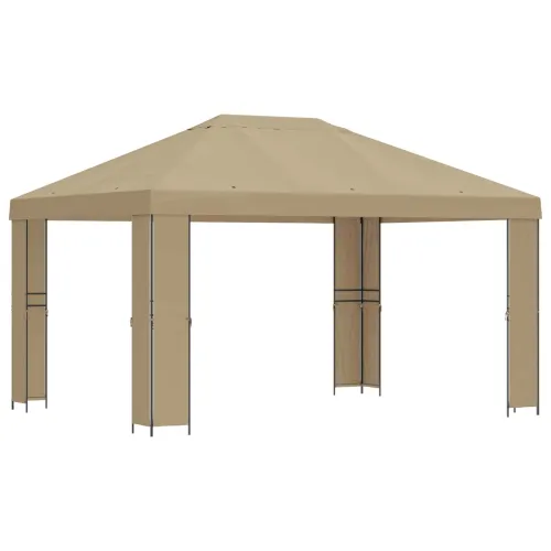Gazebo 4 × 3 m Bež Poliester i čelik 190 gsm - Bež Bez bočnog zida Cijena