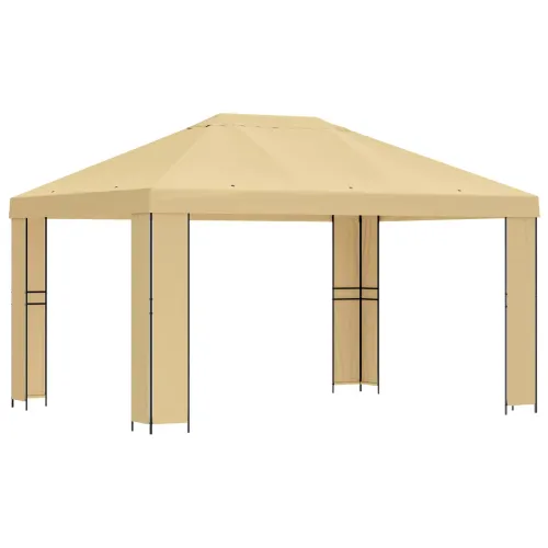 Gazebo 4 × 3 m Krem Poliester i čelik 190 gsm - Krem Bez bočnog zida Cijena