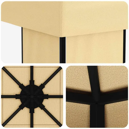 Gazebo 4 × 3 m Krem Poliester i čelik 190 gsm - Krem Bez bočnog zida Cijena