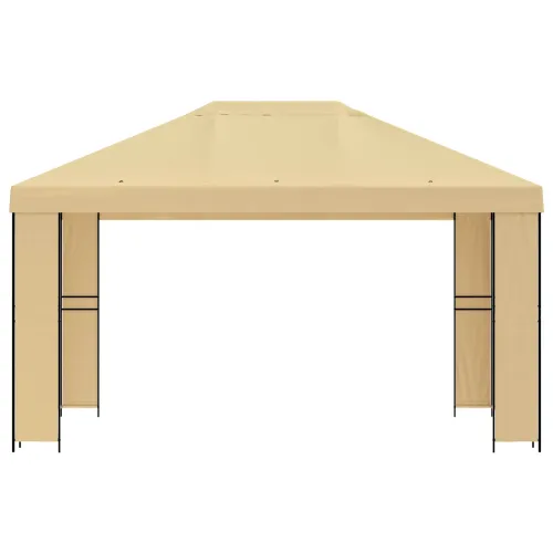 Gazebo 4 × 3 m Krem Poliester i čelik 190 gsm - Krem Bez bočnog zida Cijena