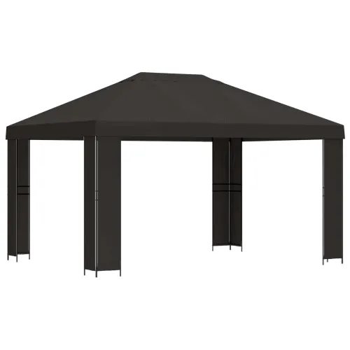 Gazebo 4 × 3 m Antracit Poliester i čelik 190 gsm - Antracit Bez bočnog zida Cijena