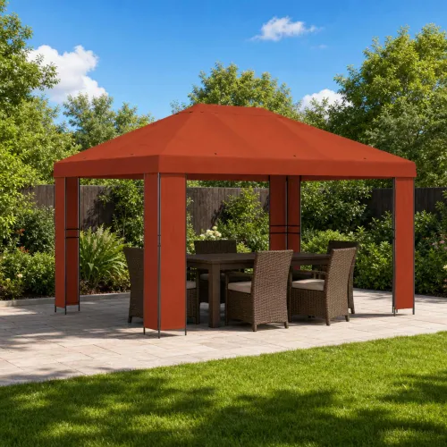 Gazebo 4 × 3 m Terakota Poliester i čelik 190 gsm - Terakota Bez bočnog zida Cijena