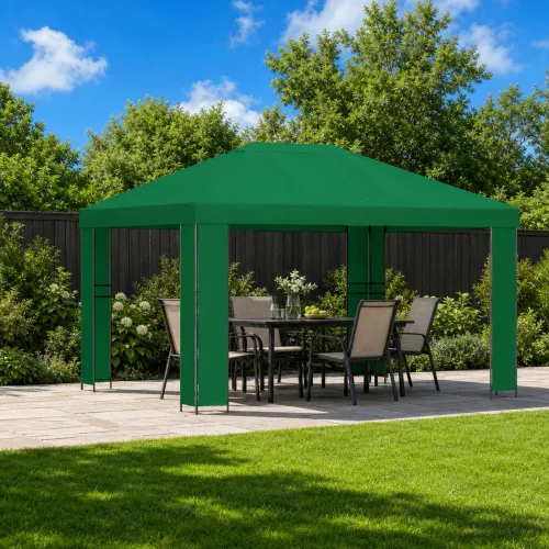 Gazebo 4 × 3 m Zelena Poliester i čelik 190 gsm - Zelena Bez bočnog zida Cijena