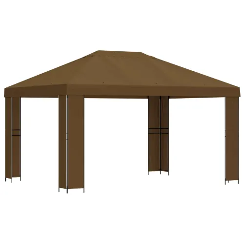 Gazebo 4 × 3 m Sivosmeđa Poliester i čelik 190 gsm - Sivosmeđa Bez bočnog zida Cijena