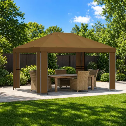 Gazebo 4 × 3 m Sivosmeđa Poliester i čelik 190 gsm - Sivosmeđa Bez bočnog zida Cijena