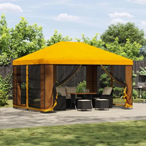 Gazebo 4 × 3 m Žuta Poliester i čelik 190 gsm - Žuta Bez bočnog zida Cijena