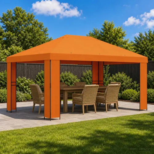 Gazebo 4 × 3 m Narančasta Poliester i čelik 190 gsm - Narančasta Bez bočnog zida Cijena