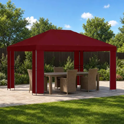 Gazebo 4 × 3 m Tamno crvena Poliester i čelik 190 gsm - Tamno crvena Bez bočnog zida Cijena