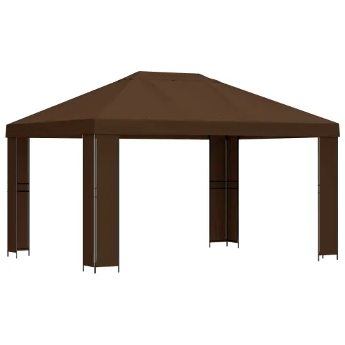 Gazebo 4 × 3 m Smeđa Poliester i čelik 190 gsm - Smeđa Bez bočnog zida Cijena