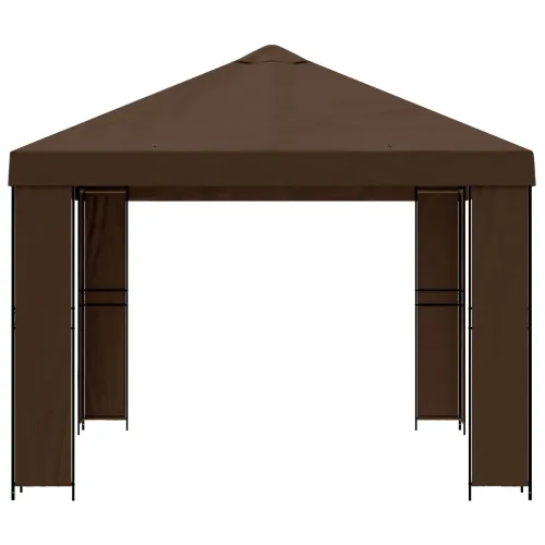 Gazebo 4 × 3 m Smeđa Poliester i čelik 190 gsm - Smeđa Bez bočnog zida Cijena