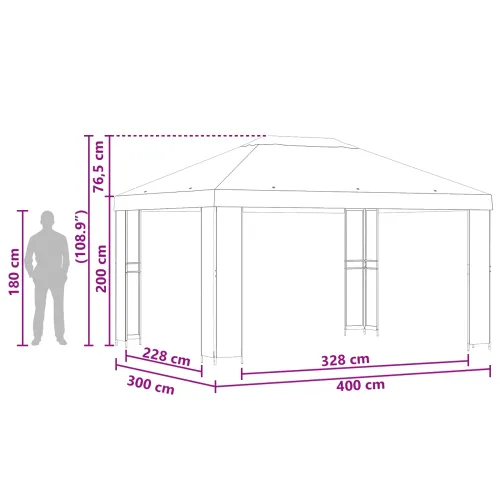 Gazebo 4 × 3 m Smeđa Poliester i čelik 190 gsm - Smeđa Bez bočnog zida Cijena