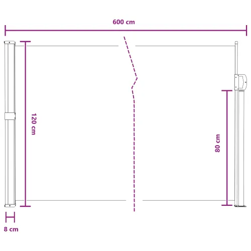 Retraktabilna bočna tende Pravokutni 120 x 600 cm Poliester - Siva 120 x 600 cm Cijena