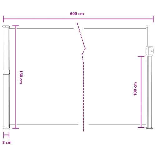 Retraktabilna bočna tende Pravokutni 160 x 600 cm Poliester - Pijesak 160 x 600 cm Cijena
