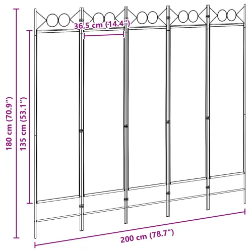 5-Panelni Pregrađivač Bež 200 x 180 cm Tkanina - Bež 5 Cijena
