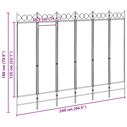 Razdjelnik prostora s 6 panela Bež 240 x 180 cm Tkanina - Bež 6 Cijena