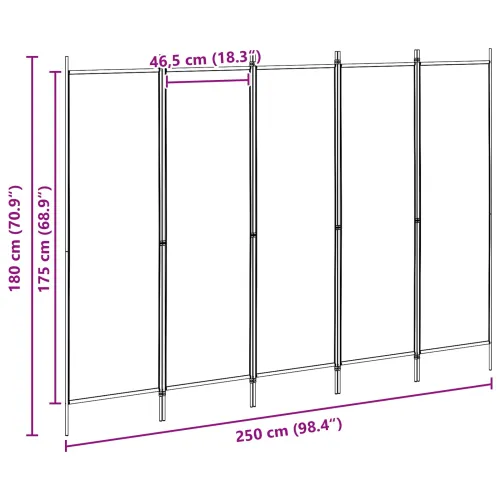 5-Panelni Pregrađivač Bež 250 x 180 cm Tkanina - Bež 5 Cijena