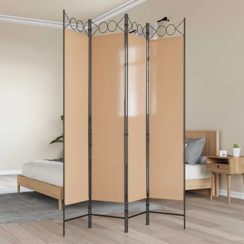 4-panelni pregradni zid Bež 160 x 200 cm Tkanina - Bež 160 x 200 cm Cijena