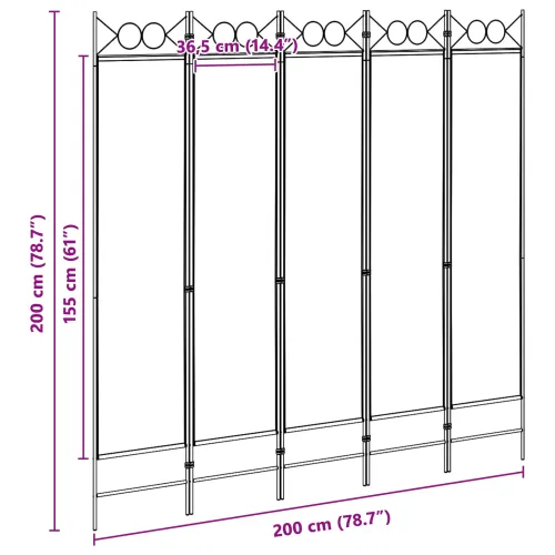 5-Panelni Pregrađivač Bež 200 x 200 cm Tkanina - Bež 200 x 200 cm Cijena