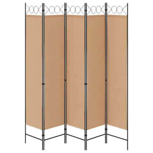 5-Panelni Pregrađivač Bež 200 x 200 cm Tkanina - Bež 200 x 200 cm Cijena