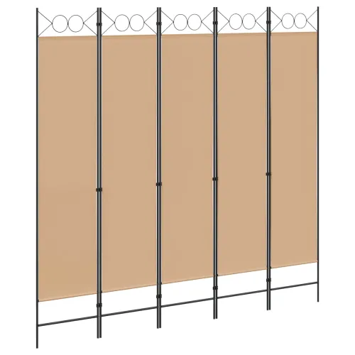 5-Panelni Pregrađivač Bež 200 x 200 cm Tkanina - Bež 200 x 200 cm Cijena