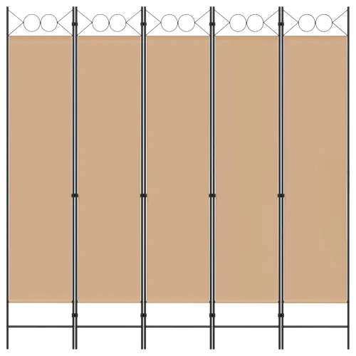 5-Panelni Pregrađivač Bež 200 x 200 cm Tkanina - Bež 200 x 200 cm Cijena