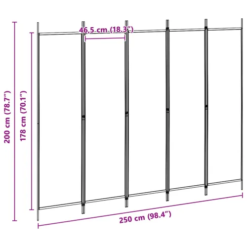 5-Panelni Pregrađivač Bež 250 x 200 cm Tkanina - Bež 250 x 200 cm Cijena