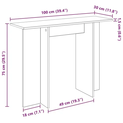 Konzolni stol Hrast artisan 100 x 30 x 75 cm Konstruirano drvo - Zanatski hrast Cijena