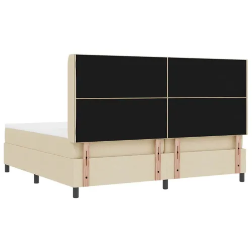 Box spring krevet s jastukom Krema 200 x 200 cm tkanina - Krema 200 x 200 cm Dizajn s rombovima Cijena
