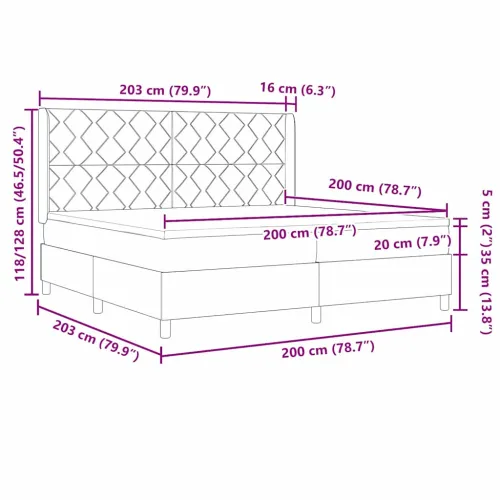 Box spring krevet s jastukom Krema 200 x 200 cm tkanina - Krema 200 x 200 cm Dizajn s rombovima Cijena
