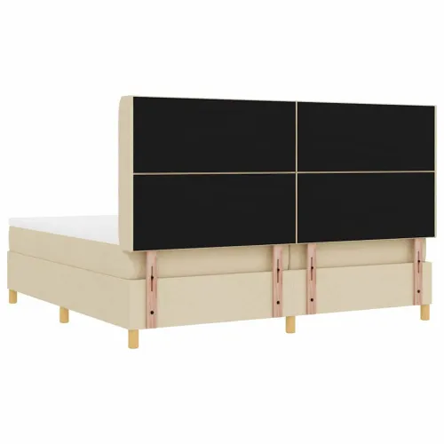 Box spring krevet s uzglavljem Krema 200 x 200 cm tkanina - Krema 200 x 200 cm Dizajn s rombovima Cijena