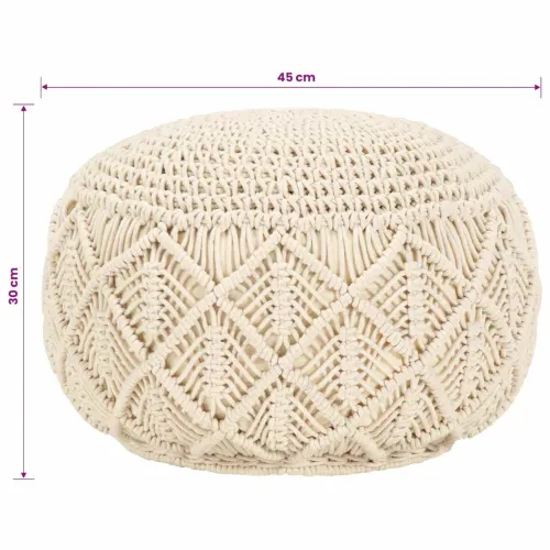 Ručno rađeni tabure s makrameom 45 x 30 cm pamučni - Bijela 1 Model 3 Cijena