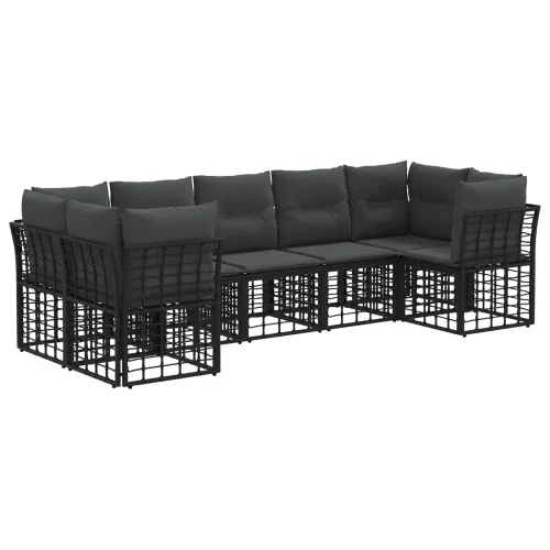 Set vanjskih sofa 7 kom. Crna i tamno siva Poliester - Crna i tamno siva Cijena