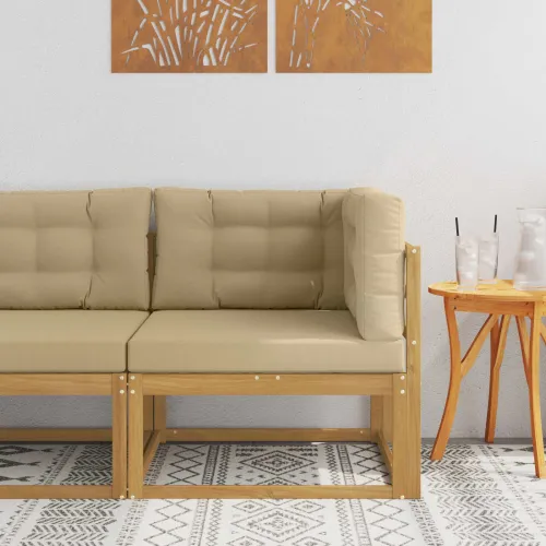 Vanjski kutni kauč Poliester Bijela - Bijela i bež kutna sofa Cijena