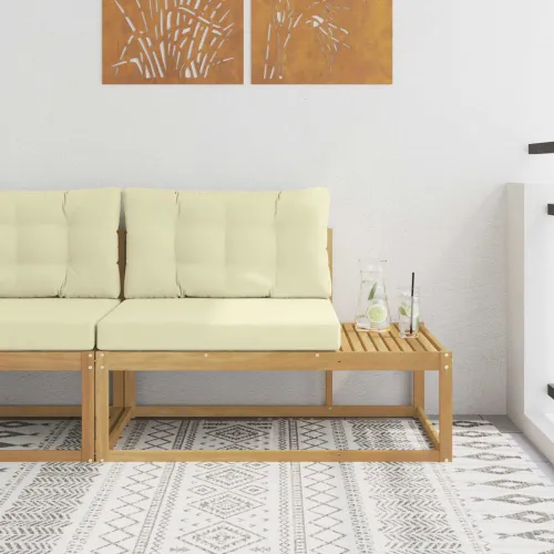 Vanjski krajnji kauč Bijela 115 x 83 x 73 cm Poliester - Bijela i krem Krajnji kauč Cijena