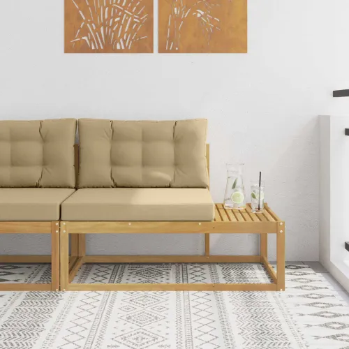 Vanjski krajnji kauč Bijela 115 x 83 x 73 cm Poliester - Bijela i bež Krajnji kauč Cijena