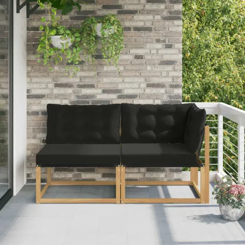 Set vanjskih sofa Čvrsto drvo akacije Bijela - Bijela i crna 1x srednji +1x kut Cijena