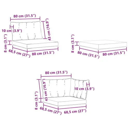 Set vanjskih sofa Čvrsto drvo akacije Bijela - Bijela i crna 1x srednji +1x kutni +1x stolić Cijena