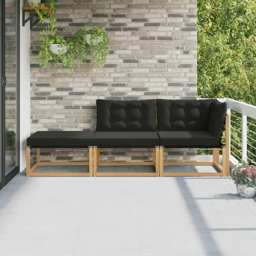 Set vanjskih sofa Čvrsto drvo akacije Bijela - Bijela i crna 1x srednji +1x kutni +1x stolić Cijena
