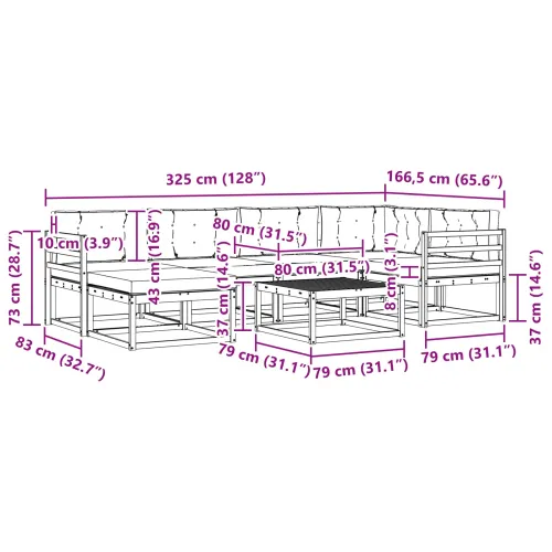 Set vanjskih sofa 7 kom. Bijela i krem - Bijela i krem vodoravne letvice Cijena