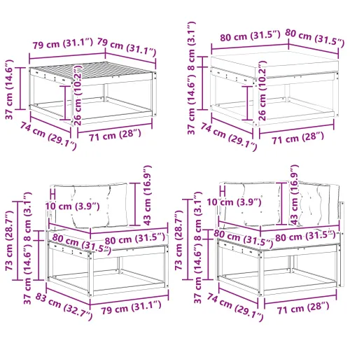 Set vanjskih sofa 7 kom. Bijela i krem - Bijela i krem vodoravne letvice Cijena
