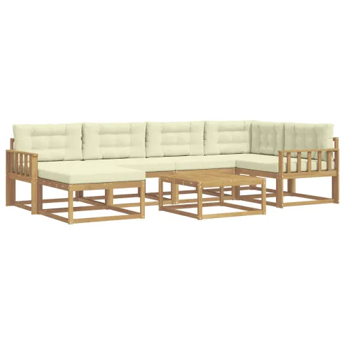 Set vanjskih sofa 7 kom. Bijela i krem - Bijela i krem Okomite letvice Cijena