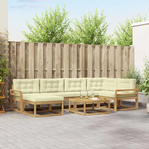 Set vanjskih sofa 7 kom. Bijela i krem - Bijela i krem Zakrivljeni Cijena